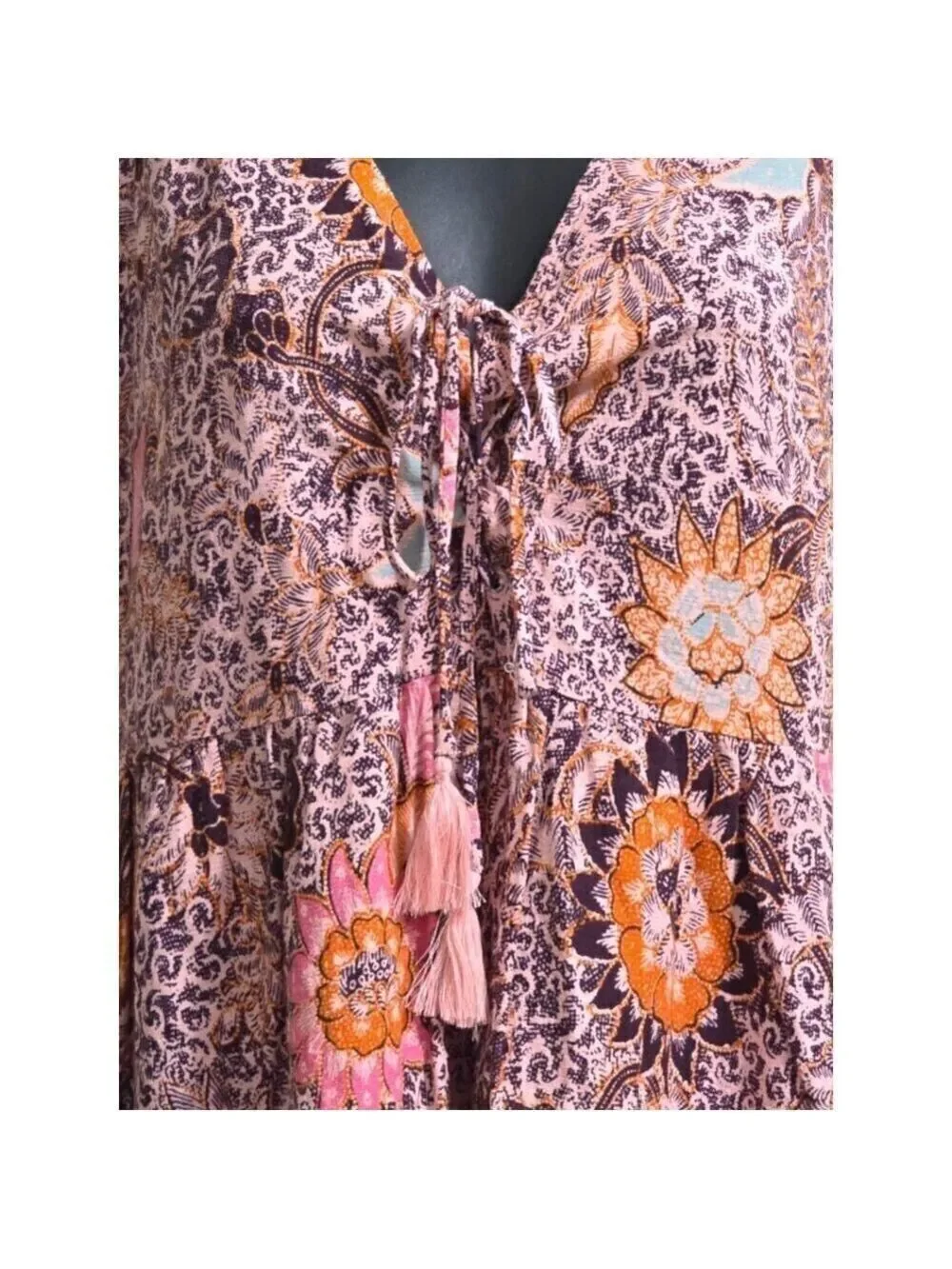 Madewell Lace-Up Ruffle-Hem Midi Dress in Bali Blooms Sz 4